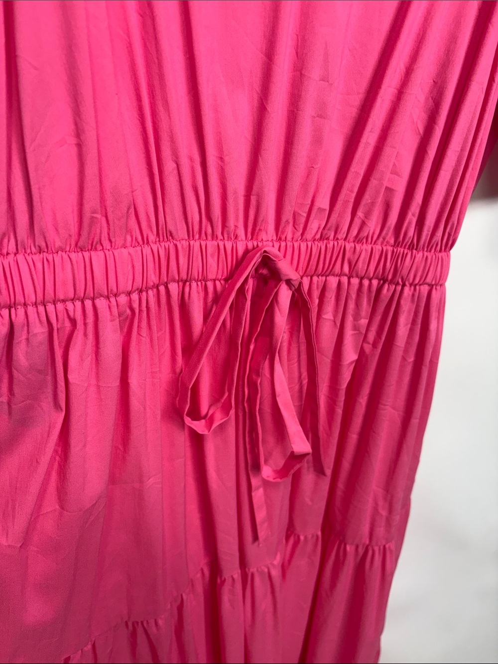 Anne Klein Hot Pink Tiered Maxi Dress with Puff Sleeves - Picture 5 of 14